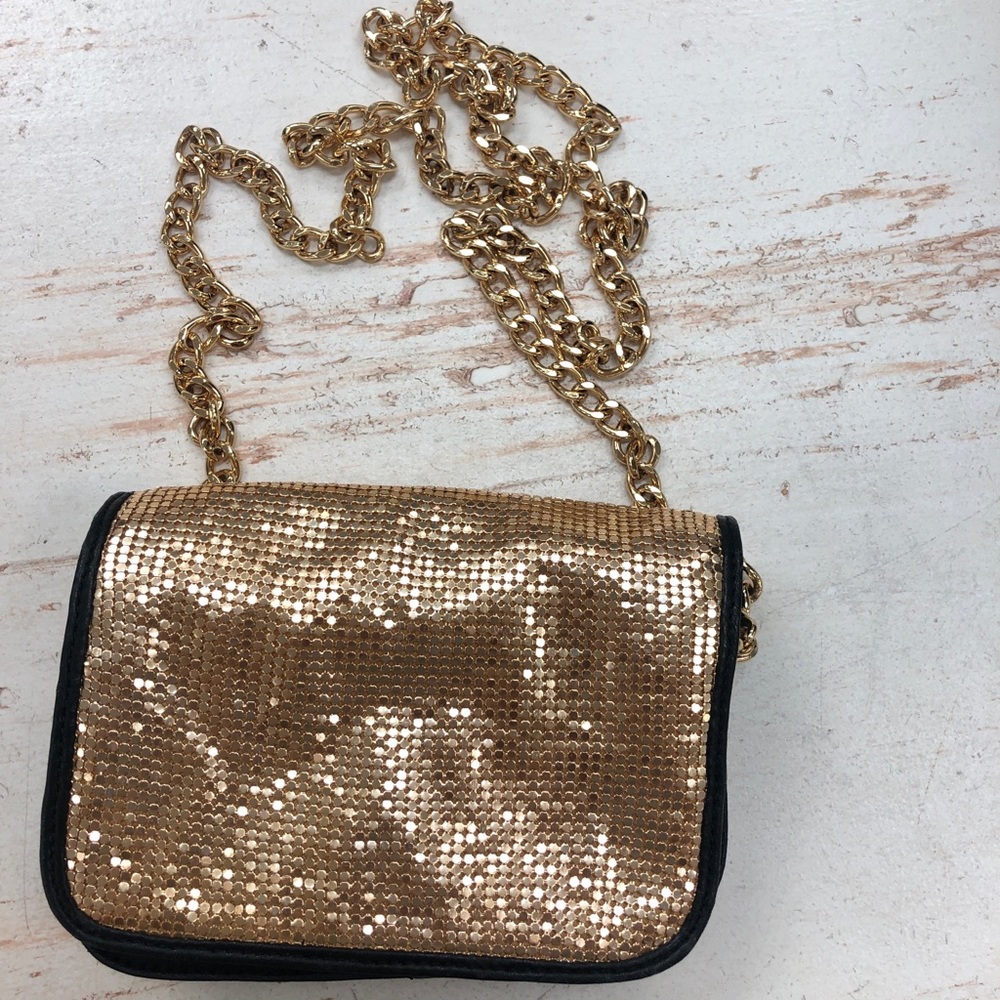 Gold Badgley Mischka handbag with gold chain